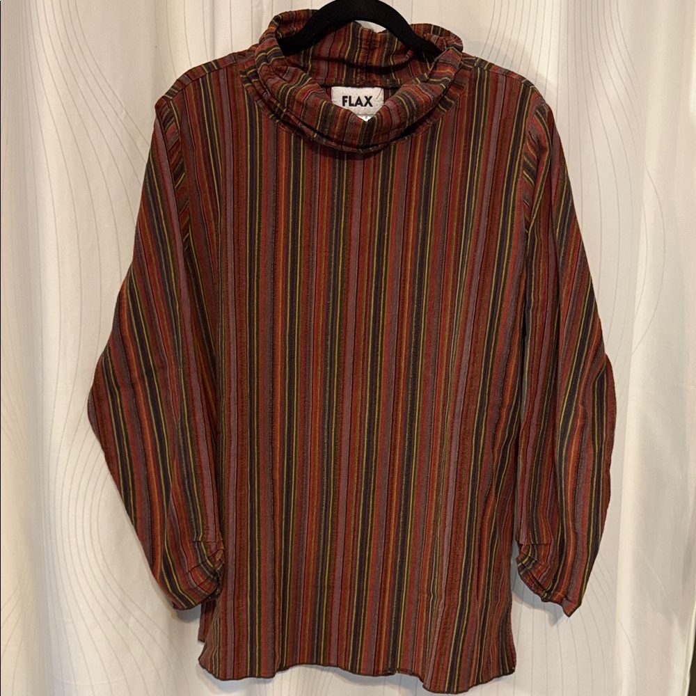 Flax Women's Cowl Neck Striped Cotton Top
